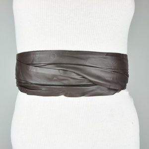 BCBG • Brown Faux Leather Wide Stretch Belt